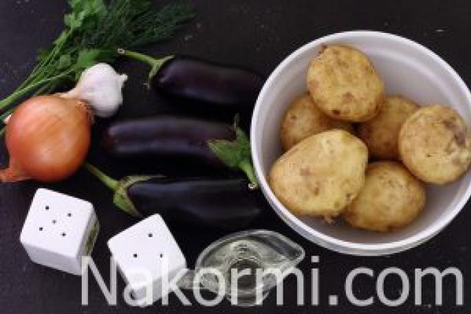 Жареный картофель с баклажаном и луком Рецепт жареная картошка с баклажанами